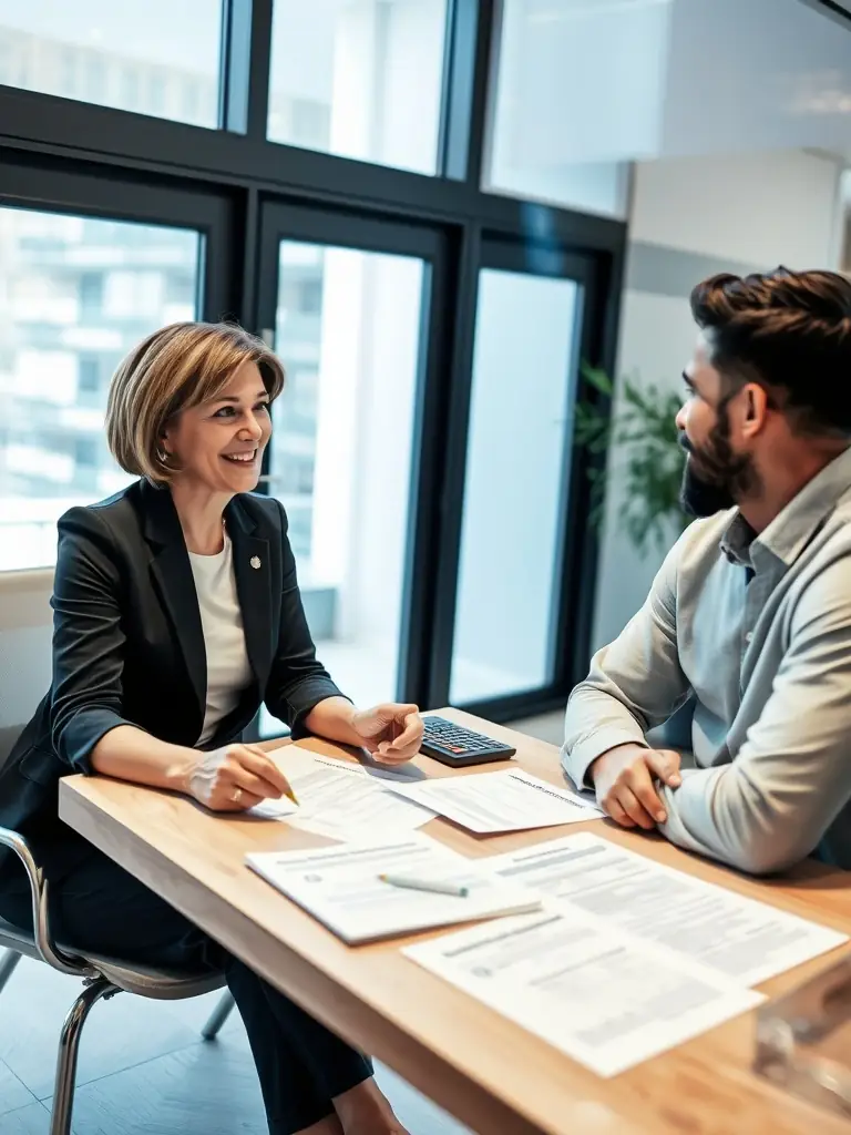 A financial advisor discussing financing options with a client.